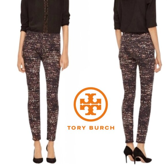 Tory Burch Black Flash Printed Skinny Ankle Jeans SIZE 32 - Picture 1 of 15